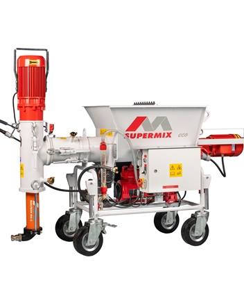 The Supermix Eco plastering machine seen from the front